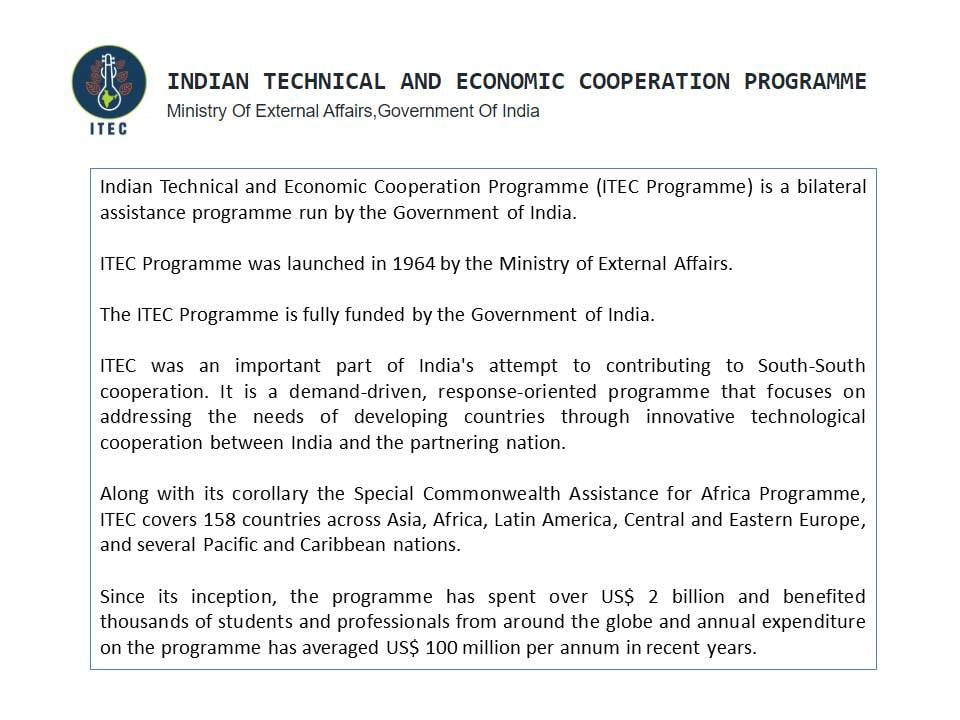 ITEC Programme Indian Technical And Economic Cooperation Programme