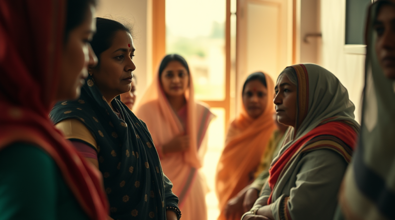 group of women in hospital in rural area of india