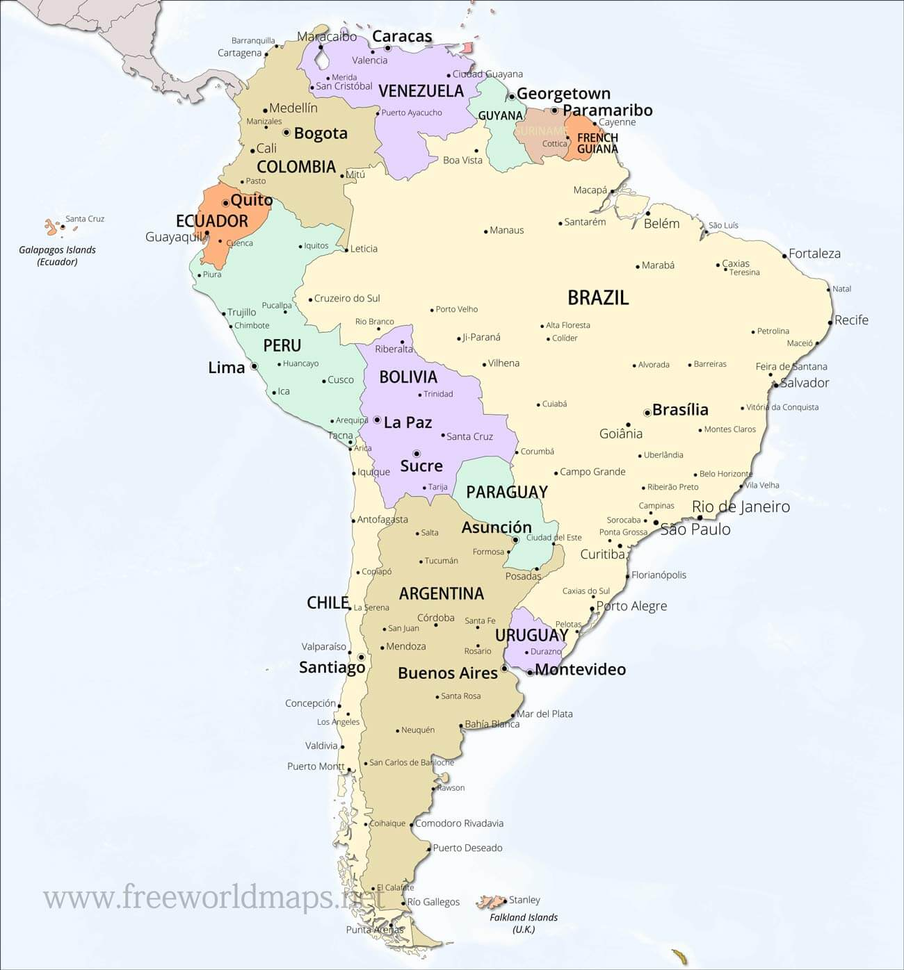 SOUTH AMERICA 4 southamerica cities map
